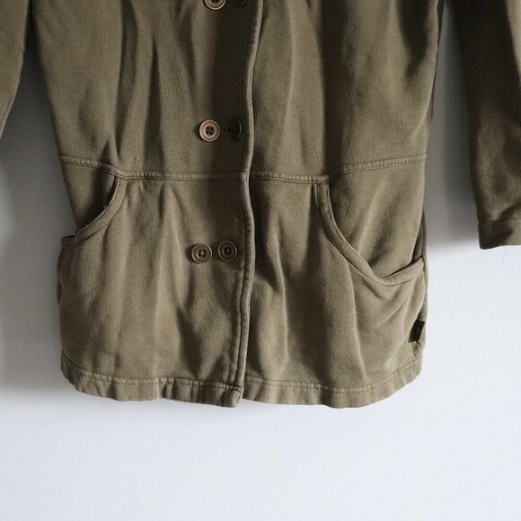 PrAna Women's Sz Lrg Green Army Military Double-Breasted Lightweight Pea Jacket - Picture 10 of 13